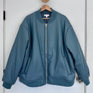 Boxy Faux Leather Bomber Jacket